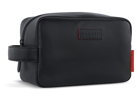 Несессер дорожный BUGATTI КЛАРК | CLARK, чёрный, воловья кожа/полиэстер, 20х10х13 см, 2,5 л