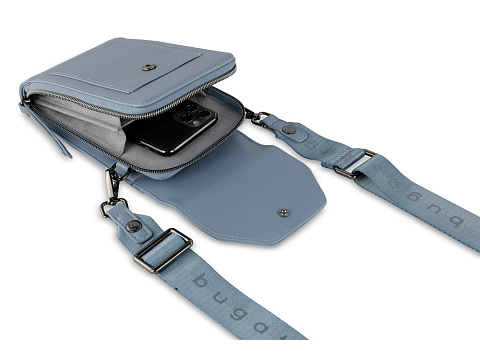 Сумка наплечная BUGATTI АЛМАТА | ALMATA, голубая, полиуретан, 11х4х19 см - рис 9.