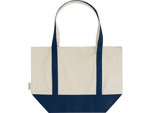 Sam эко- сумка из переработанного хлопка, сертифицированного согласно GRS, плотностью 320 г/м² - Темно - синий / Натуральный - рис 3.