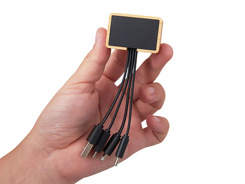 Кабель 3-в-1 с подсветкой лого Reedia S6, бамбук, черный - рис 6.