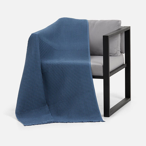 Плед вафельный Elenglect, темно-синий - рис 5.