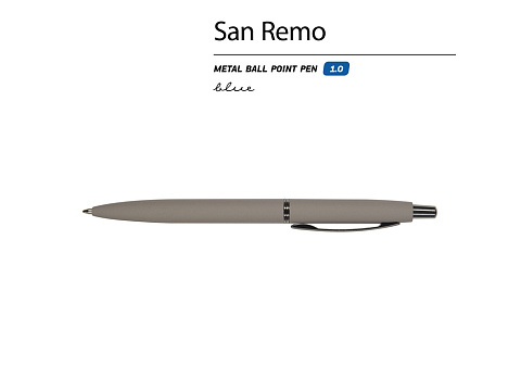 Ручка металлическая шариковая San Remo, софт-тач, 1.0 мм, серый - рис 2.