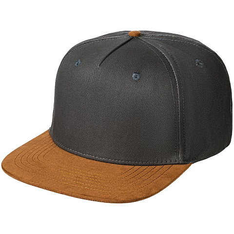 Бейсболка Foreside с прямым козырьком, серая с коричневым - рис 2.