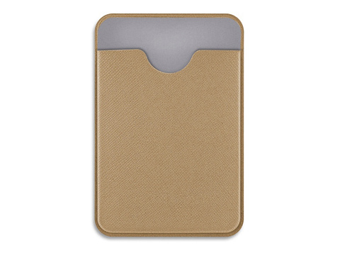 Чехол-картхолдер Favor на клеевой основе на телефон для пластиковых карт и и карт доступа, бежевый - рис 2.