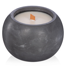 Круглая свечка в бетоне, фитиль дерево, oud wood