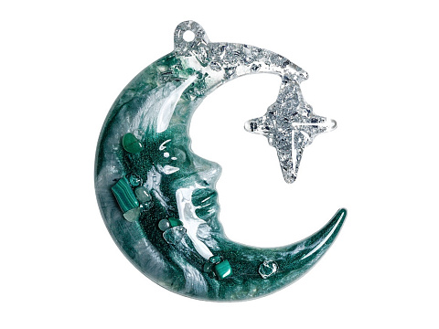 Елочные игрушки (Полумесяц+Снежинка) Авантюрин зеленый - рис 3.