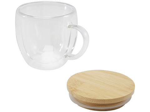 Стеклянная кружка Lenora емкостью 250 мл с бамбуковой крышкой - прозрачный - рис 4.