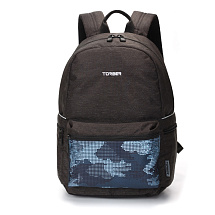 Рюкзак TORBER ГРАФФИТИ, серый с карманом синего цвета, полиэстер, 44 x 31 x 18 см