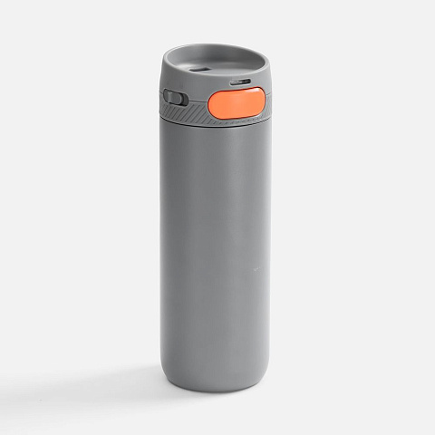 Термостакан X1 с цветной кнопкой, серый с оранжевым - рис 2.