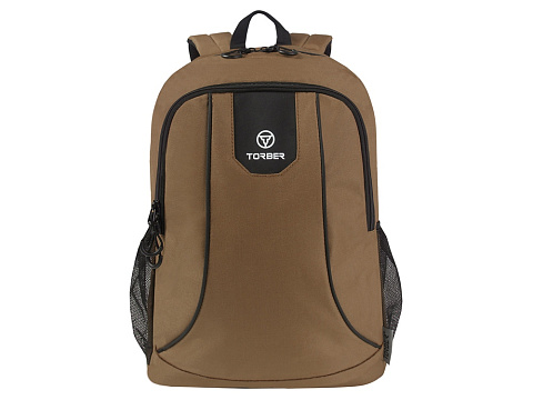 Рюкзак TORBER РАКЕТА с отделением для ноутбука 15,6, коричневый, полиэстер 600D, 46 х 30 x 13