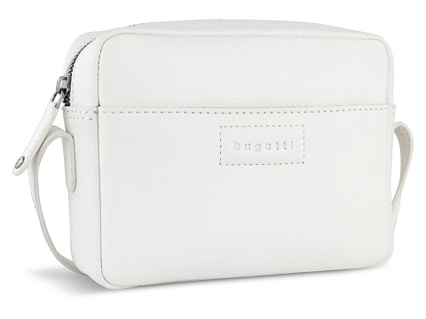 Сумка кросс-боди женская BUGATTI ЭЛЬЗА | ELSA, белая, воловья кожа/полиэстер, 19х5,5х14 см