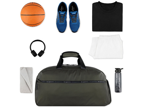 Сумка спортивная BUGATTI БЛАНК | BLANC, оливковая, тарпаулин/полиэстер, 52х26х27,5 см - рис 7.