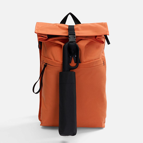 Зонт складной Skymate с УФ-защитой и ручкой-карабином, черный - рис 9.