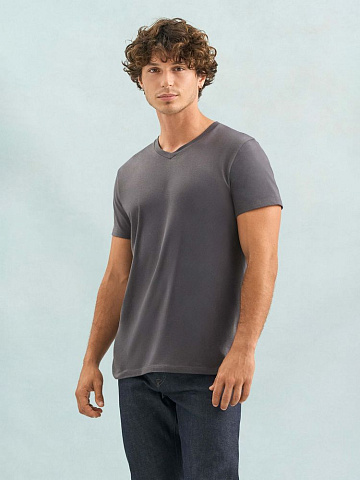 Футболка унисекс Regent с V-образным вырезом, черная - рис 6.