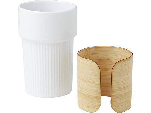 Fika стакан 340 мл с бамбуковым чехлом - Белый - рис 3.
