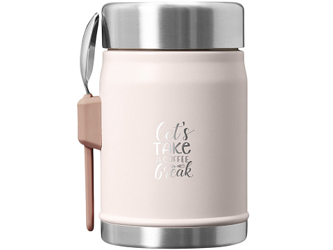 Банка для еды объемом 400 мл с ложкой-вилкой Stanley Legendary - Light pink - рис 5.