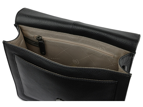 Сумка через плечо женская BUGATTI ЭЛЬЗА | ELSA, чёрная, воловья кожа/полиэстер, 25х8,5х20 см - рис 6.