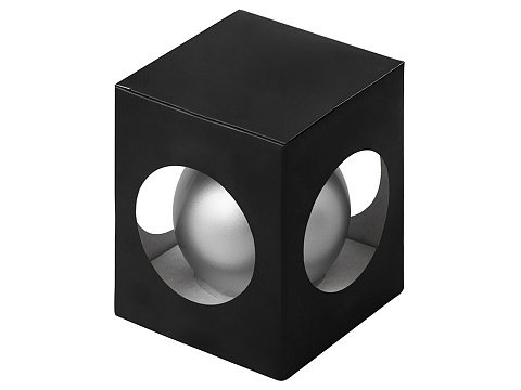 Стеклянный елочный шар Christmas bauble, серебро, металлик, с серебристым колпачком в черной коробке - рис 2.