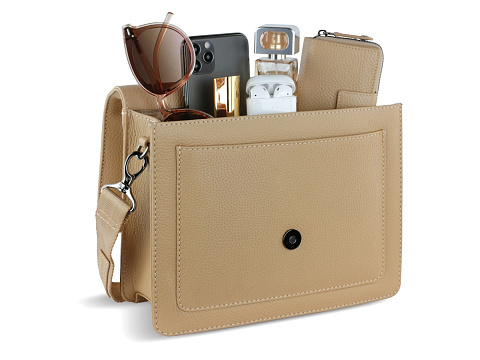 Сумка через плечо женская BUGATTI ЭЛЬЗА | ELSA, песочного цвета, воловья кожа/полиэстер, 25х8,5х20 см - рис 10.