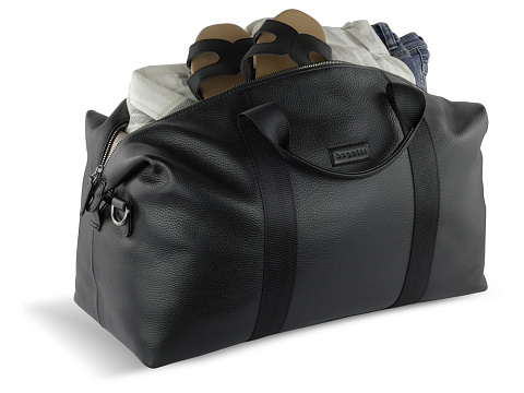 Сумка дорожная BUGATTI ЭЛЬЗА | ELSA, чёрная, воловья кожа/полиэстер, 47х22х24/30 см - рис 11.