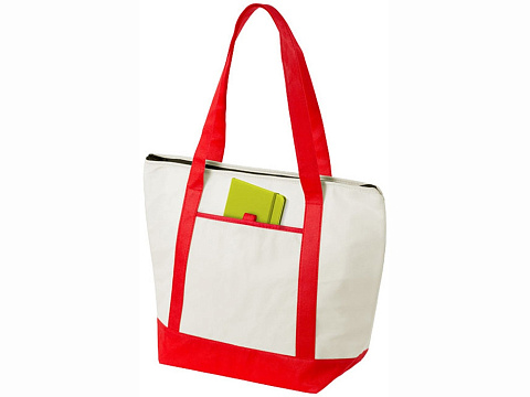 Сумка-холодильник Lighthouse, натуральный/красный - рис 3.