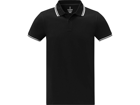 Amarago Мужское поло с коротким рукавом и контрастной отделкой, черный - рис 2.