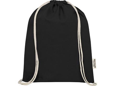 Oregon сумка-кисет из переработанного хлопка, сертифицированного согласно GRS, плотностью 140 г/м² - сплошной черный - рис 2.