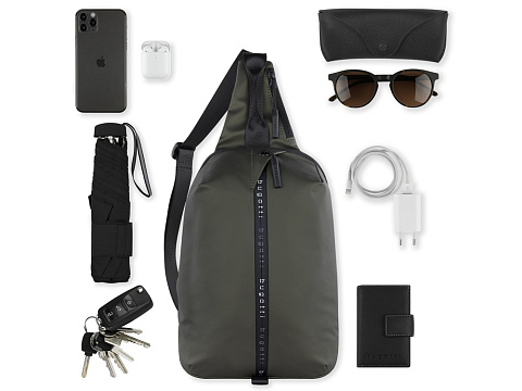 Рюкзак с одним плечевым ремнем BUGATTI БЛАНК | BLANC, оливковый, тарпаулин/полиэстер, 18х9х30 см - рис 7.