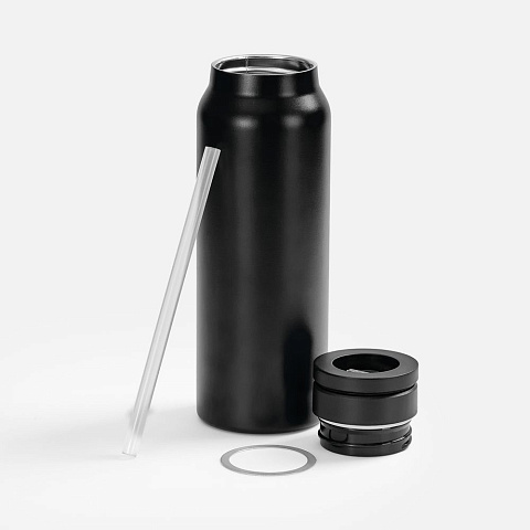 Термобутылка Magnus с магнитным держателем для телефона, черная - рис 4.