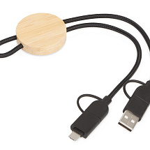 Универсальный зарядный кабель из переработанных ПЭТ и ТПЕ Acalypha, быстрая зарядка 25 Вт, черный