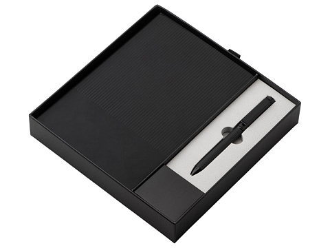 Набор блокнот в гибкой обложке А5 и металлическая шариковая ручка Nabokov, черный - рис 2.