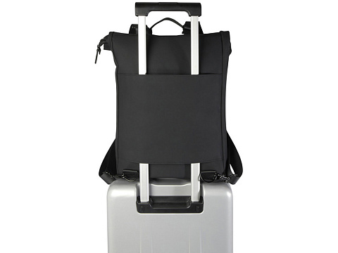 Рюкзак для ноутбука 15,6 Turner объемом 12 л со сворачивающимся верхом, изготовленный из переработанных материалов по стандарту GRS - сплошной черный - рис 5.