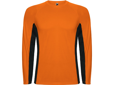 Футболка Shanghai  мужская с длинным рукавом, неоновый оранжевый/черный