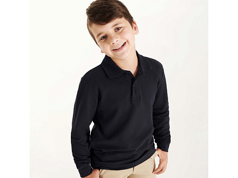 Рубашка поло Estrella мужская с длинным рукавом, нэйви - рис 5.