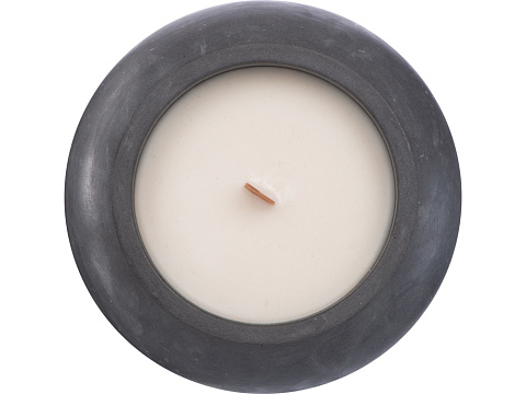 Круглая свечка в бетоне, фитиль дерево, oud wood - рис 3.