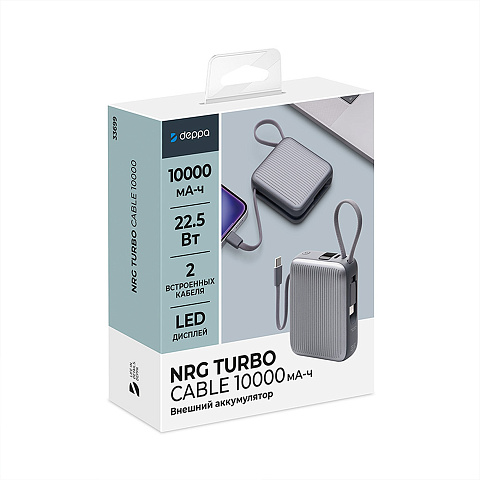 Внешний АКБ NRG Turbo Cable 10000 mAh, 22,5Вт, графит, Deppa - рис 7.