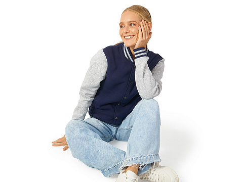 Бомбер Oxford, темно-синий/серый меланж, унисекс - рис 4.