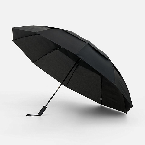 Зонт обратного сложения twoGether с двойным куполом, черный - рис 2.