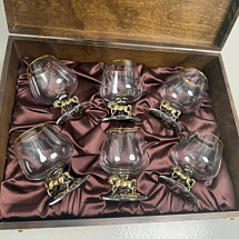 Набор бокалов для коньяка в шкатулке Лошадь