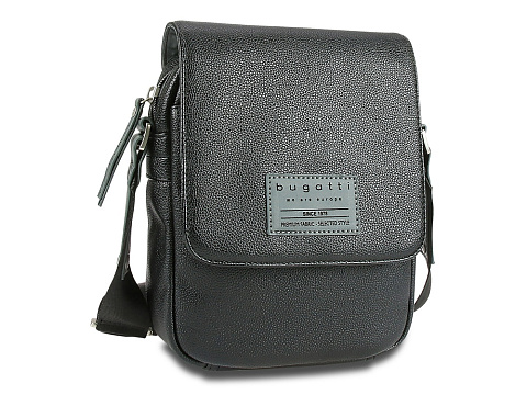 Сумка наплечная BUGATTI МОТОБАЙК D | MOTO D, чёрная, полиуретан, 18х6х24 см, 2 л