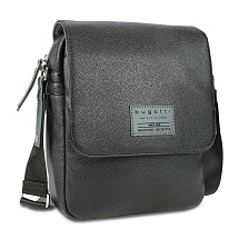 Сумка наплечная BUGATTI МОТОБАЙК D | MOTO D, чёрная, полиуретан, 25х8х30 см, 4 л