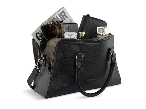 Сумка женская BUGATTI ЭЛЬЗА | ELSA, чёрная, воловья кожа/полиэстер, 32х13х22 см - рис 10.