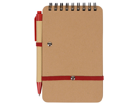 Набор канцелярский с блокнотом и ручкой Masai, 70 л. нелинованных, красный - рис 6.