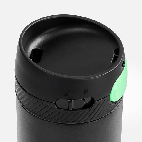 Термостакан X1 с цветной кнопкой, черный с зеленым - рис 4.