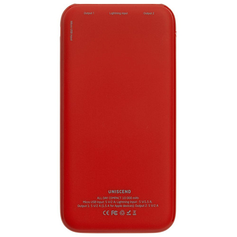 Внешний аккумулятор Uniscend All Day Compact 10000 мАч, красный - рис 4.