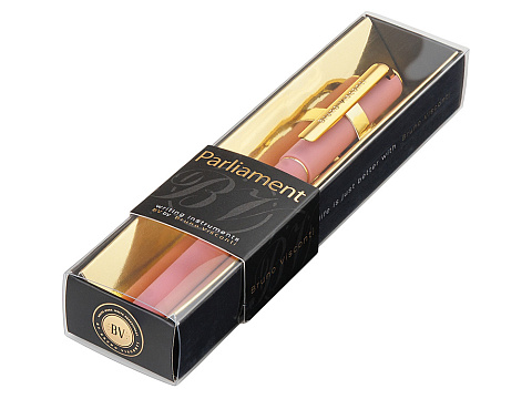 Ручка пластиковая шариковая Parliament, 0,7 мм, синие чернила, розовый/золотистый - рис 4.