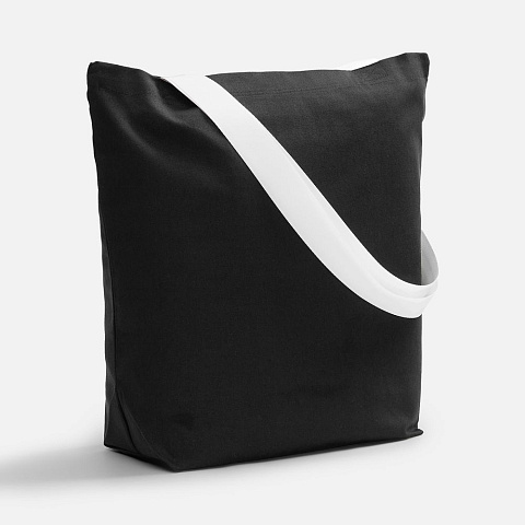 Шопер B5, черный с широкими белыми ручками - рис 2.