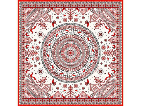 Платок Мезенская роспись