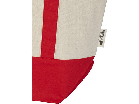 Sam эко- сумка из переработанного хлопка, сертифицированного согласно GRS, плотностью 320 г/м² - Красный / Натуральный - рис 5.