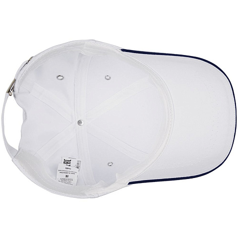 Бейсболка Canopy, белая с темно-синим кантом - рис 4.